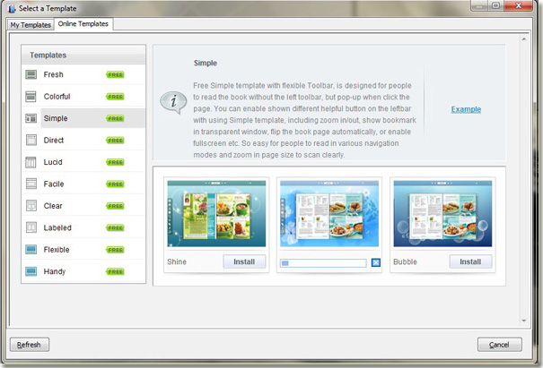 online templates interface of catalog maker