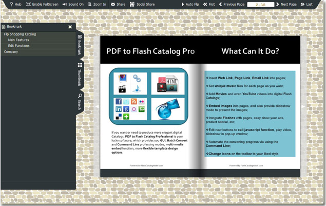 import the bookmark to design flash catalog