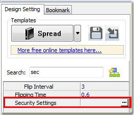 find security setting with the search function of catalog builder