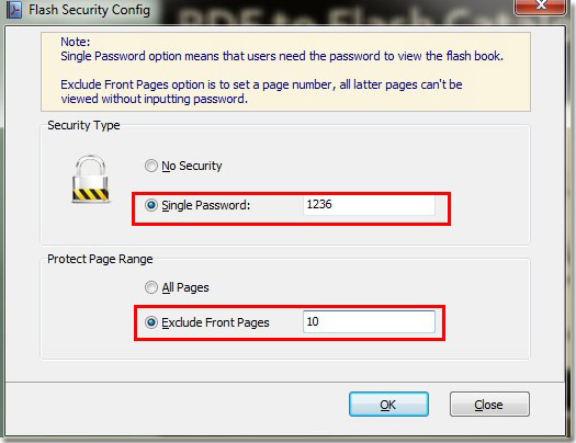 define single password of page flipping flash magazine or other publication