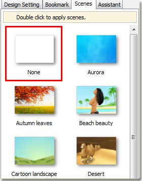 click none to cancel the scenes before selecting other templates to design flash catalog